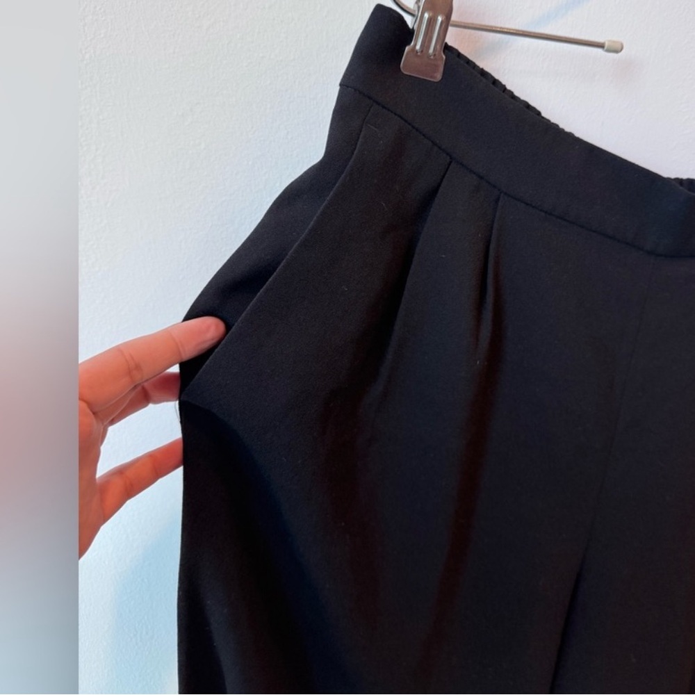 J.Crew Black Crepe Cropped Wide-Leg Pants 8T | Pleated, Elastic Back - Picture 3 of 5